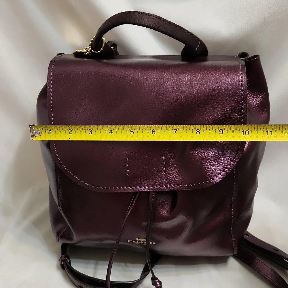 Coach Derby Purple Metallic Leather Backpack - Picture 8 of 16